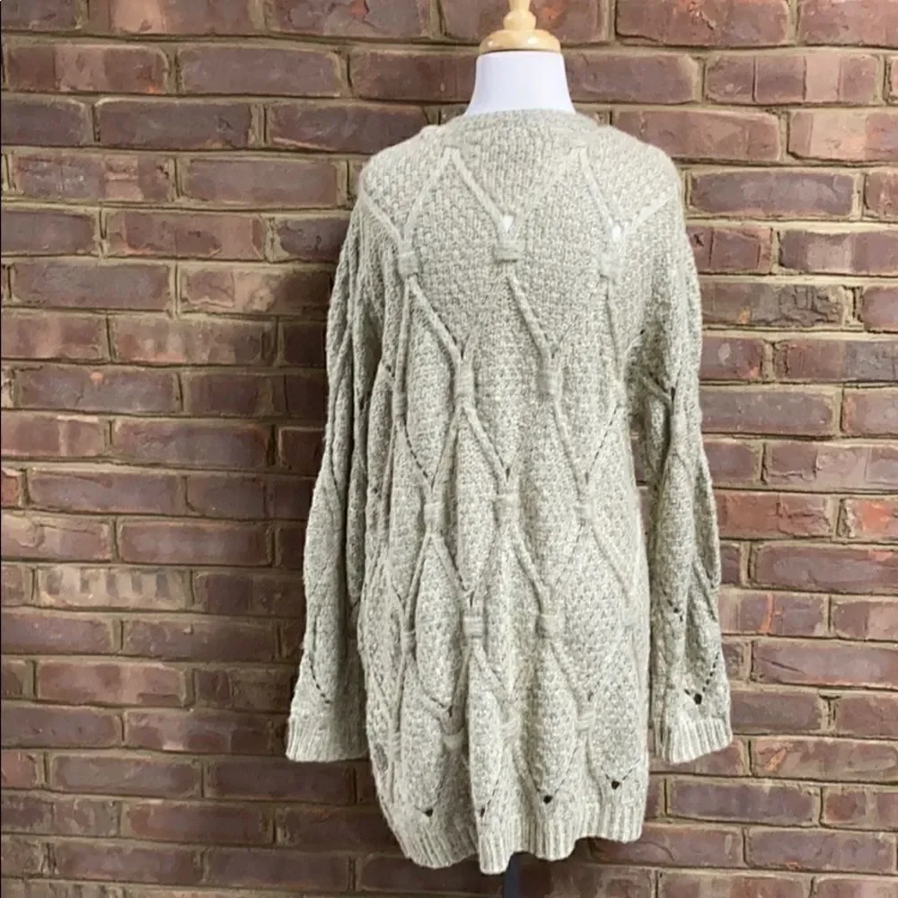 POL Cable Knit Khaki Long Cardigan Size Small